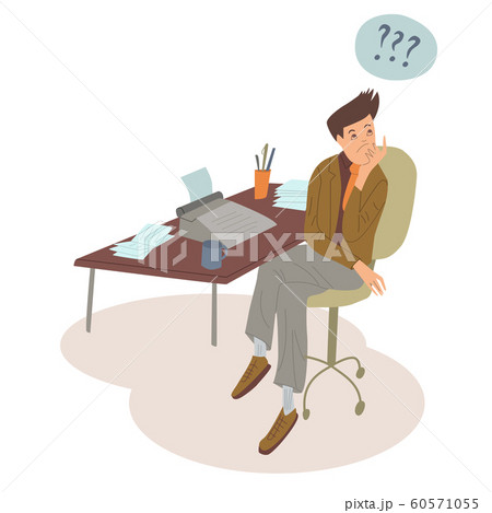 Male worker with typewriter. Occupation, author 60571055