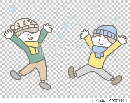 Boy playing happily on snowy day Boy playing happily on snowy day 60571114