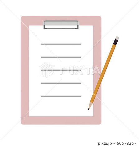 シンプルなバインダーと鉛筆 罫線あり ピンク のイラスト素材