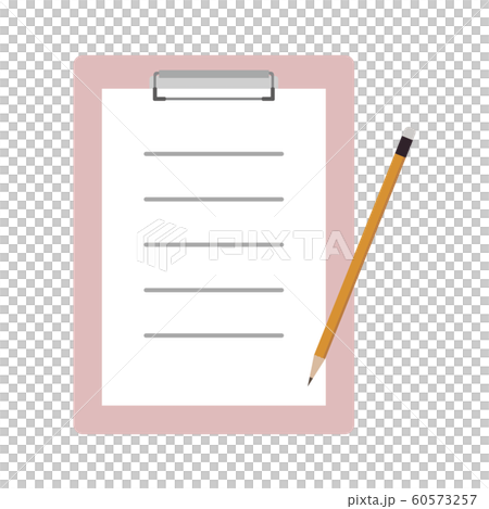 シンプルなバインダーと鉛筆 罫線あり ピンク のイラスト素材