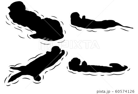 動物シルエット海・川ラッコ 60574126