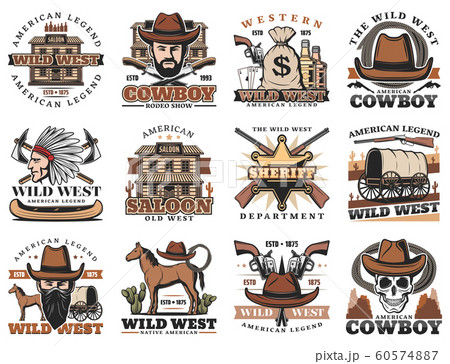 American Wild West Saloon Sheriff Cowboy Rodeoのイラスト素材