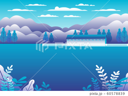 Hills and mountains landscape, house farm in flat Hills and mountains landscape, house farm in flat 60578839