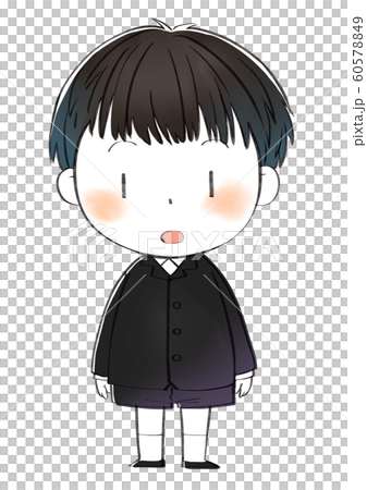 葬式の男の子のイラスト素材