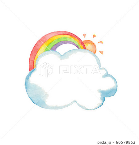雲と虹と太陽のイラスト素材