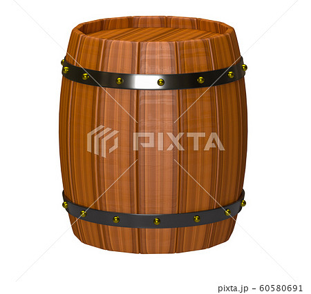 3d render of wooden barrel with gold rivets isolated over white background 3d render of wooden barrel with gold rivets isolated over white background 60580691