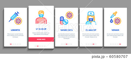 Flu Symptoms Medical Onboarding Elements Icons Set Vector 60580707