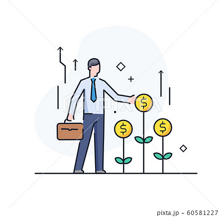 Businessman helps grow incomes. achievements Businessman helps grow incomes. achievements 60581227