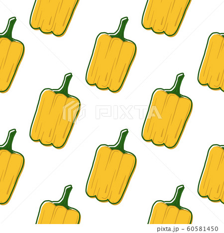 Yellow Bell Pepper Seamless Pattern Pepper Handのイラスト素材