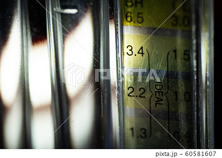 Close up of PH tester level bar show indicator 60581607
