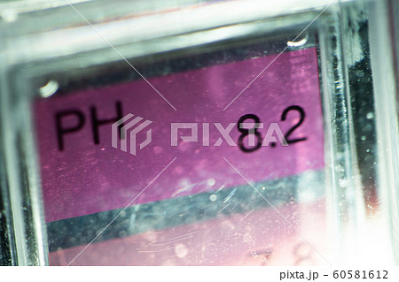 Close up of PH tester level bar show indicator 60581612