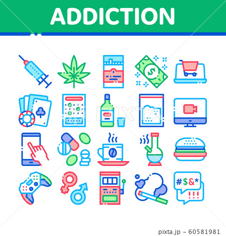 Addiction Bad Habits Collection Icons Set Vector Addiction Bad Habits Collection Icons Set Vector 60581981