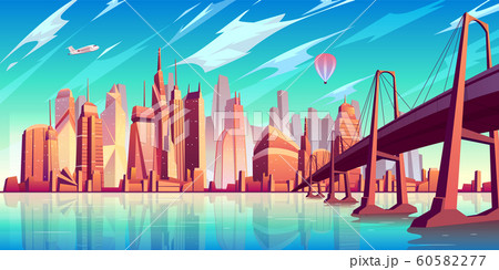 Metropolis skyline cartoon background 60582277