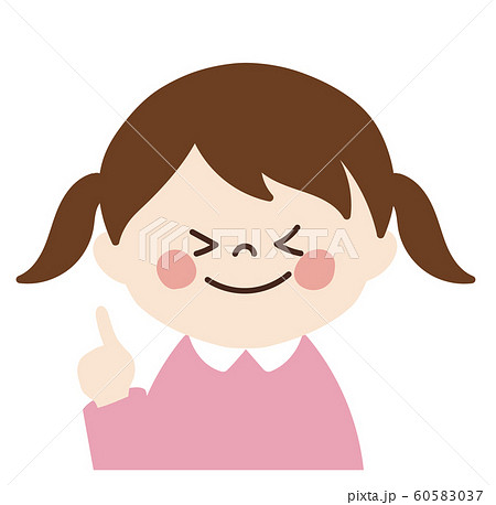 小さい女の子 嬉しい顔 指差しポーズ 左 のイラスト素材