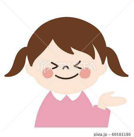 小さい女の子 嬉しい顔 紹介ポーズ 右 のイラスト素材