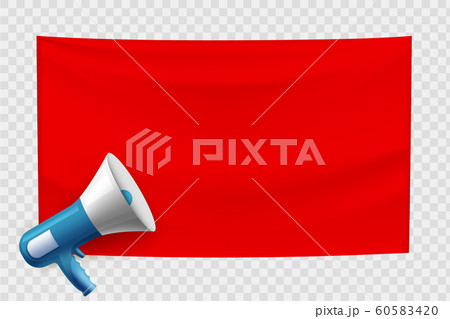 Red blank banner with loudspeaker. Empty template Red blank banner with loudspeaker. Empty template 60583420