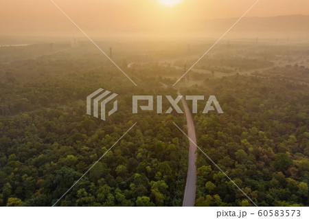 Aerial view of road or street way path with the Aerial view of road or street way path with the 60583573