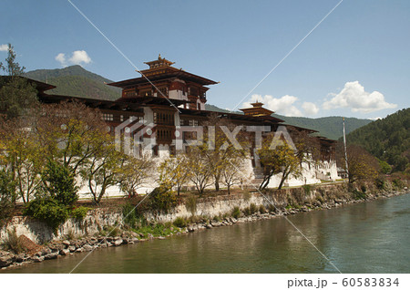 Traditional building in Punakha Dzong, Bhutan Traditional building in Punakha Dzong, Bhutan 60583834