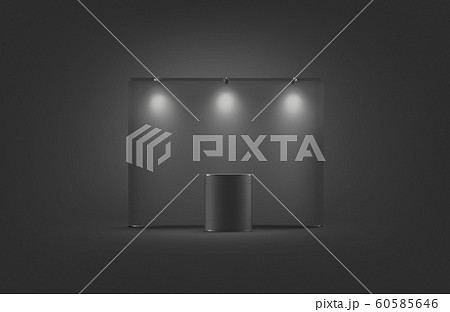 Blank black trade show booth mock up, on dark background 60585646
