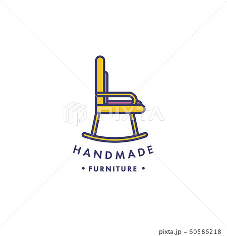 Vector linear wood furniture logo. Hand made rocking chair 60586218