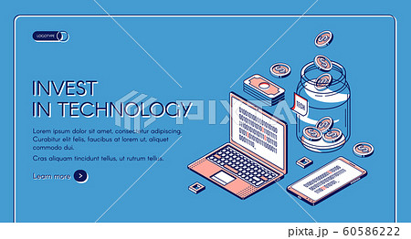 Invest in technology isometric landing page banner Invest in technology isometric landing page banner 60586222