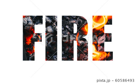 Creative designer text Fire on white background Creative designer text Fire on white background 60586493