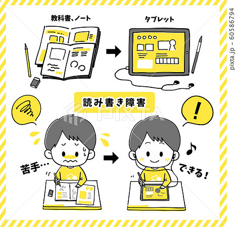 子供の学習 読み書き障害セット 書くのイラスト素材