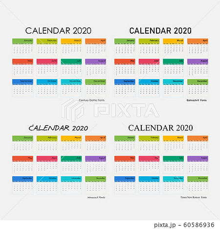 2020 Calendar Template.Calendar 2020 Set of 12 60586936