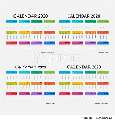 2020 Calendar Template.Calendar 2020 Set of 12 60586938