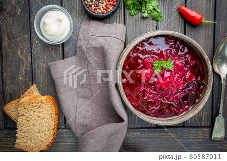 Traditional vegetable borscht Traditional vegetable borscht 60587011