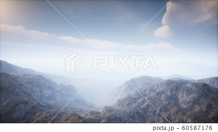 Volcano Crater Landscape with Fog Volcano Crater Landscape with Fog 60587176