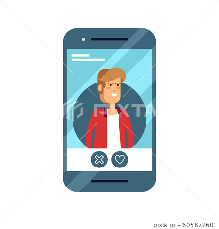 Cool flat vector concept on online application dating user. Phone with dating web site female profile on display with various icons around Cool flat vector concept on online application dating user. Phone with dating web site female profile on display with various icons around 60587760