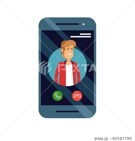 Incoming call concept vector illustration with mobile phone with mal caller ID on screen and accept or decline buttons. 60587790