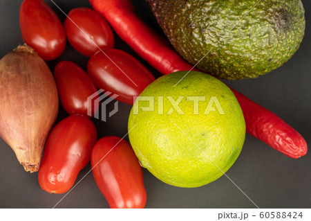 Guacamole ingredient on grey ceramic Guacamole ingredient on grey ceramic 60588424