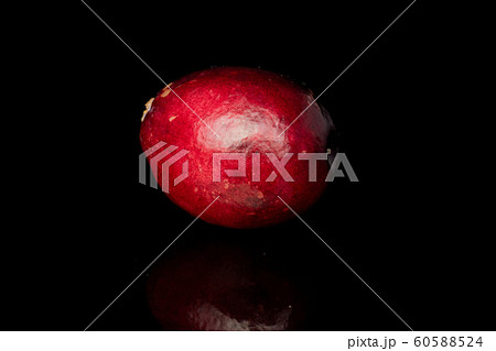 Fresh red cranberry isolated on black glass Fresh red cranberry isolated on black glass 60588524
