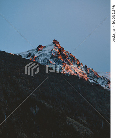 Mountain peaks in Chamonix-Mont-Blanc. France. French alps, beautiful trees. National park. Mountain peaks in Chamonix-Mont-Blanc. France. French alps, beautiful trees. National park. 60591346