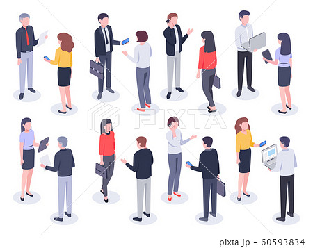 Isometric office people. Business persons, bank employee and professional corporate businessman vector 3D illustration set Isometric office people. Business persons, bank employee and professional corporate businessman vector 3D illustration set 60593834