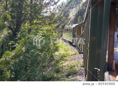 Vintage train in a motion 60593900