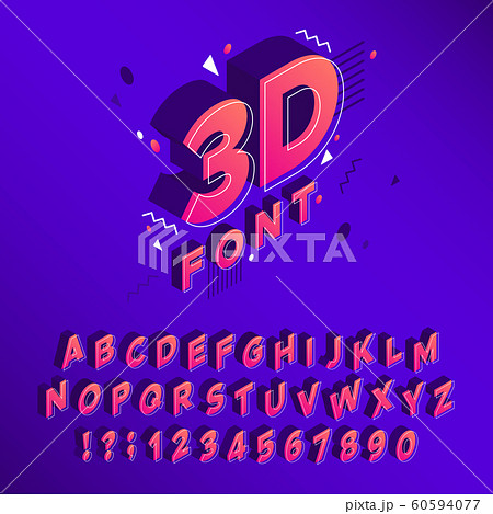 Isometric 90s font. Memphis alphabet, 80s cubic letters and typographic poster lettering sign vector 60594077