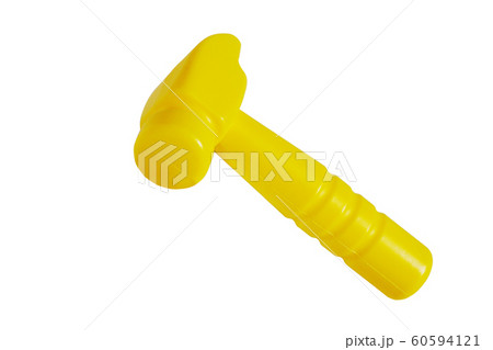 Image of plastic toy hammer isolated on white background. 60594121