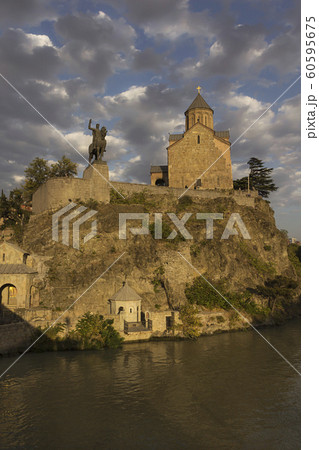 Metekhi Temple and Monument to King Vakhtang Gorgasali Tbilisi 8.10.2019, Georgia Metekhi Temple and Monument to King Vakhtang Gorgasali Tbilisi 8.10.2019, Georgia 60595675