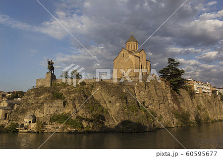 Metekhi Temple and Monument to King Vakhtang Gorgasali Tbilisi 8.10.2019, Georgia Metekhi Temple and Monument to King Vakhtang Gorgasali Tbilisi 8.10.2019, Georgia 60595677