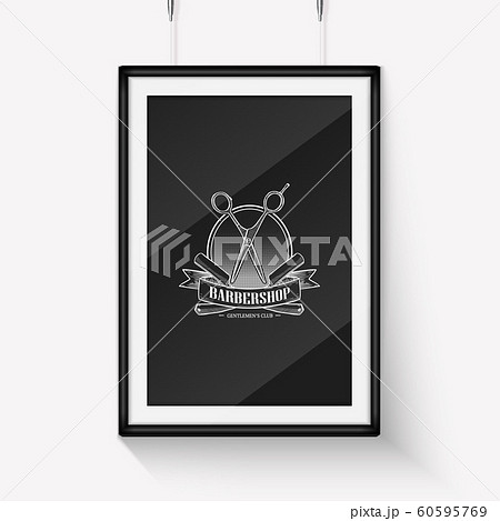 Barbershop logo with a ribbon Barbershop logo with a ribbon 60595769