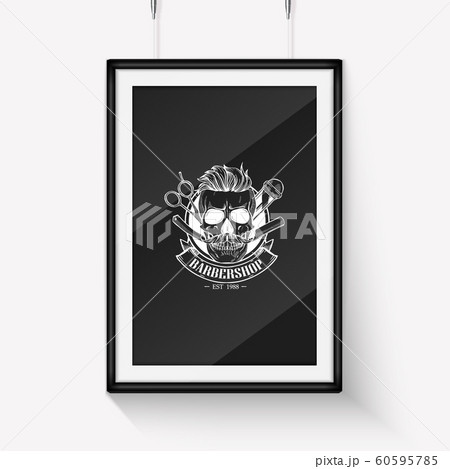 Barbershop logo angry sticker with skull 60595785