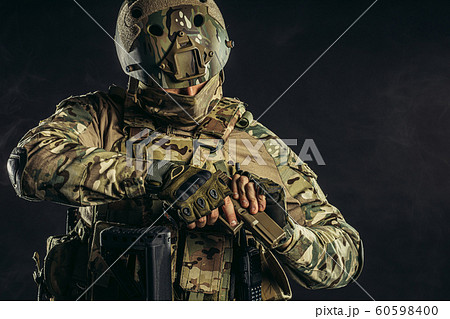 handsome fearless brave soldier man with gun handsome fearless brave soldier man with gun 60598400