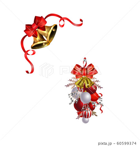 Christmas decorations with fir tree golden jingle bells 60599374