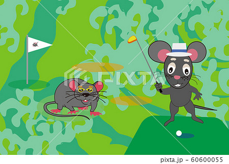 ネズミとゴルフのスポーツファンのための子年の年賀状素材 60600055