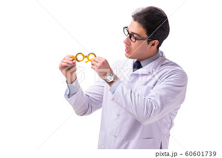 Young male doctor ophthalmologist isolated on white 60601739