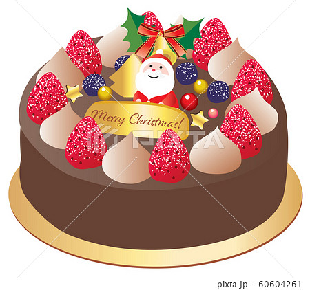 サンタの飾りのチョコレートのクリスマスケーキのイラスト素材