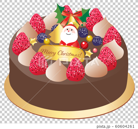サンタの飾りのチョコレートのクリスマスケーキのイラスト素材
